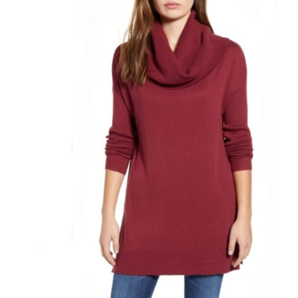 Caslon Side Slit Convertible Cowl Neck Sweater